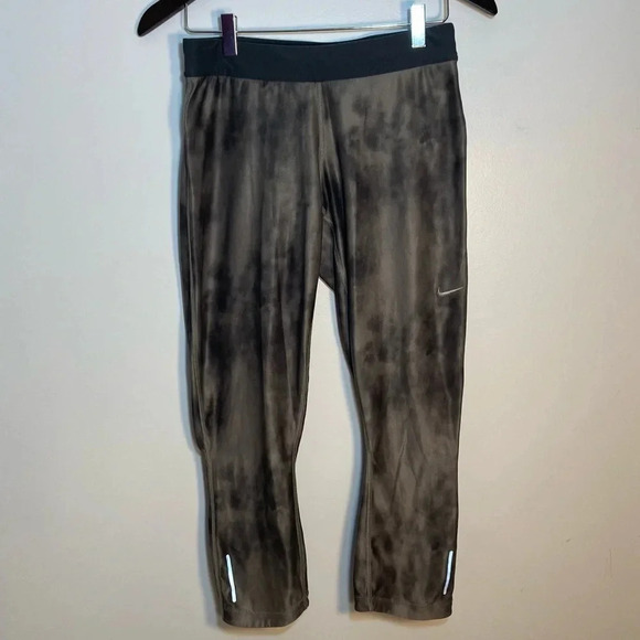 NIKE PRO Gray Tie Dye Crop Leggings- size M - Picture 1 of 10